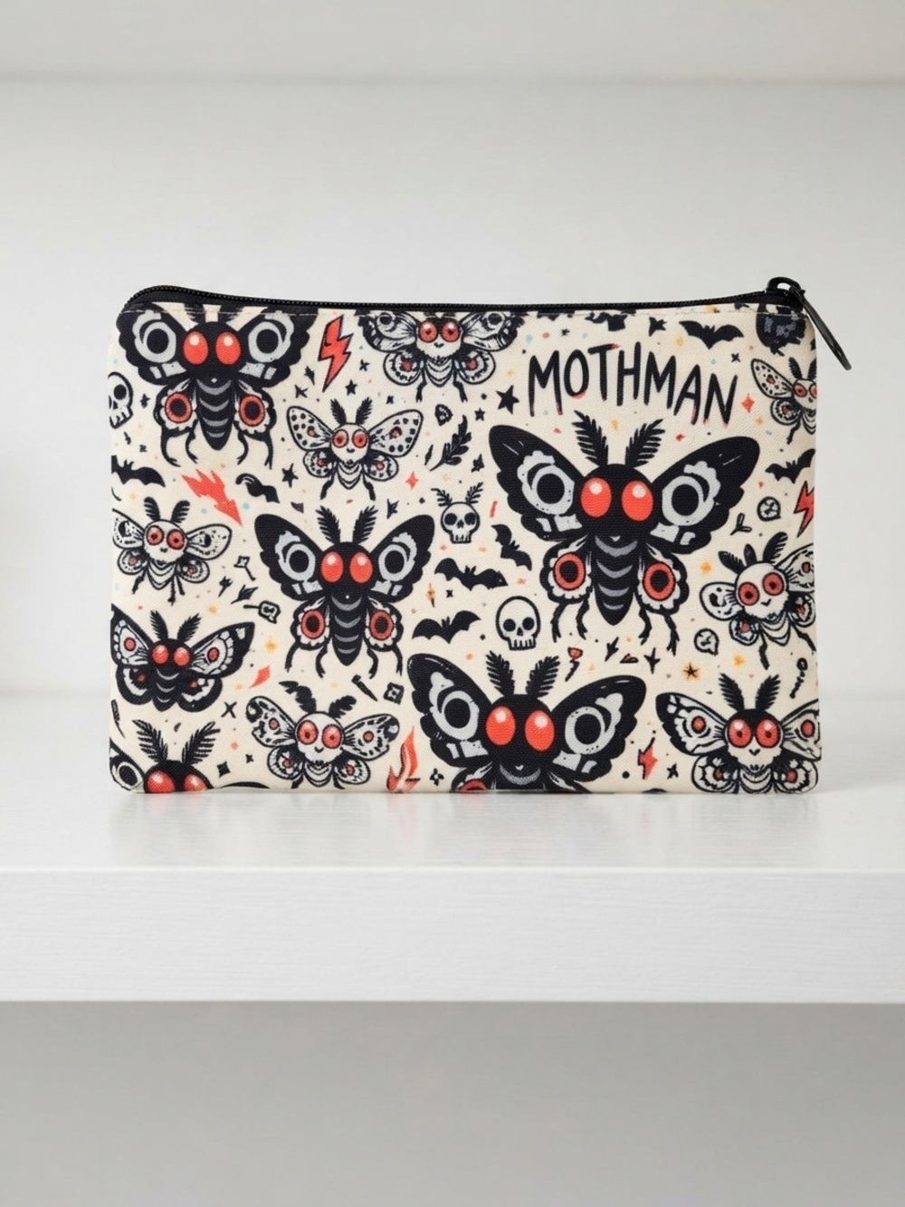 NWT Mothman Cosmetic Bag With Dog Design (0355)